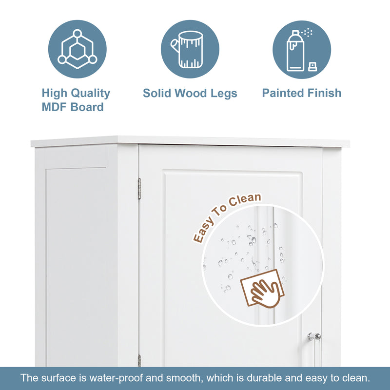 Tall Bathroom Storage Cabinet, Freestanding Storage Cabinet with Two Drawers and Adjustable Shelf, MDF Board  White