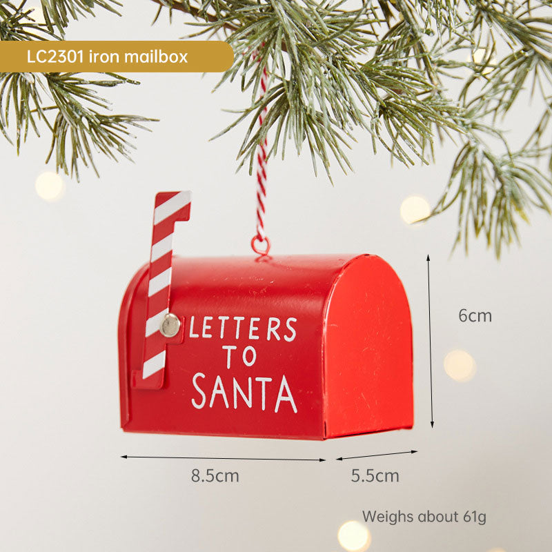 Christmas Tree Wrought Iron Painted Pendant Cute Cartoon Santa Claus Snowman Ornament Christmas Small Hanging Ornament