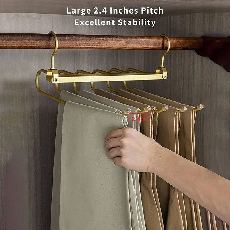 6 Layers Aluminum Pants Hangers,Space Saving Jean Scarf Organizer