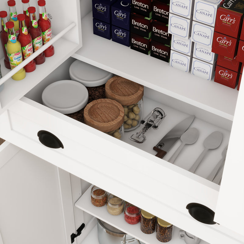 71" Kitchen Pantry Storage Cabinet with 4 Doors(2Doors with Racks)1 Drawer 2 Adjustable Shelves Freestanding Cupboard