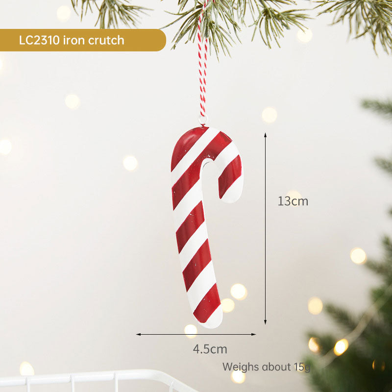 Christmas Tree Wrought Iron Painted Pendant Cute Cartoon Santa Claus Snowman Ornament Christmas Small Hanging Ornament