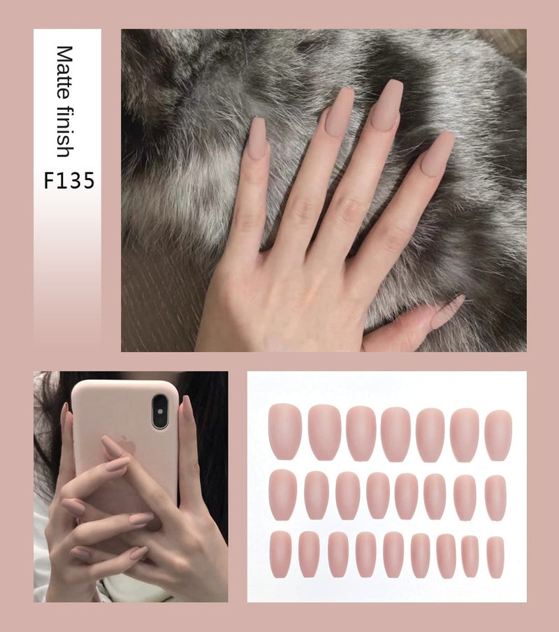 Stiletto Tips Clear Press-On Long False Nails with Glue