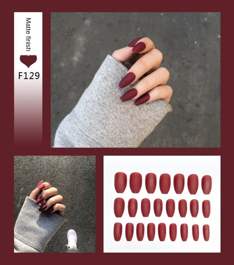 Stiletto Tips Clear Press-On Long False Nails with Glue
