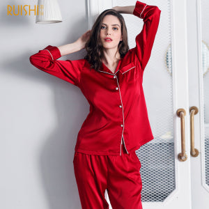 J&Q christmas couple matching silk pijamas home clothing