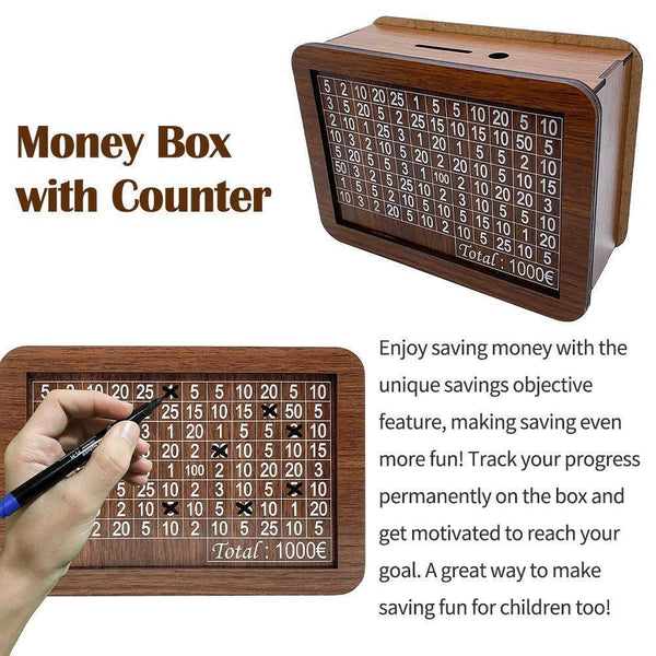 Wooden Save Money Box Piggy Bank Baby First Coin Saving Box Money for Teenagers House Shape