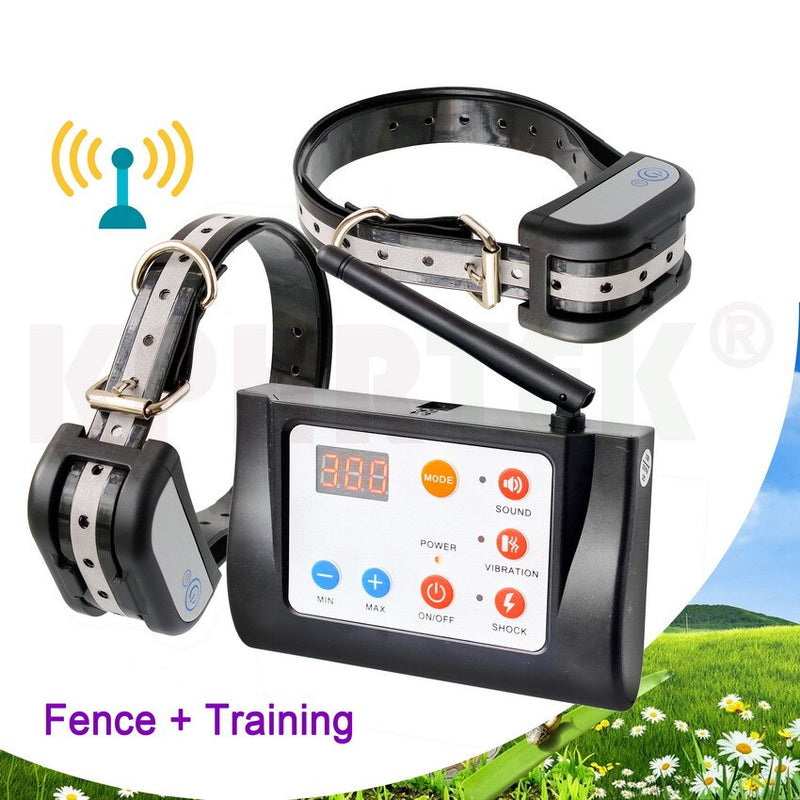 2 in 1 Wireless Electronic Dog Fence and Training Collar Set