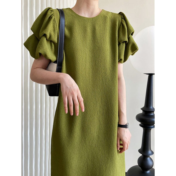 Round Neck Solid Straight Women's Casual Dress