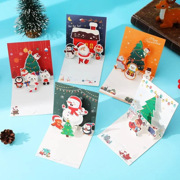 3D Pop UP Christmas Greeting Cards with Envelope