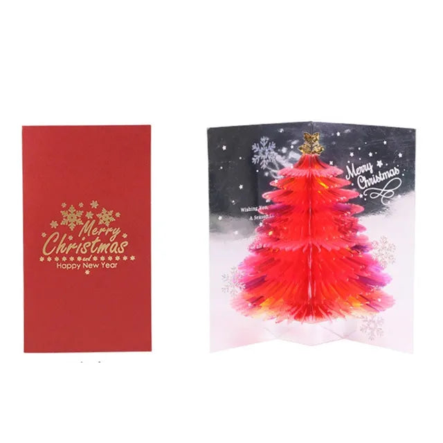 3D  pop Up Christmas Greeting Cards Tree Handmade Card with Envelope