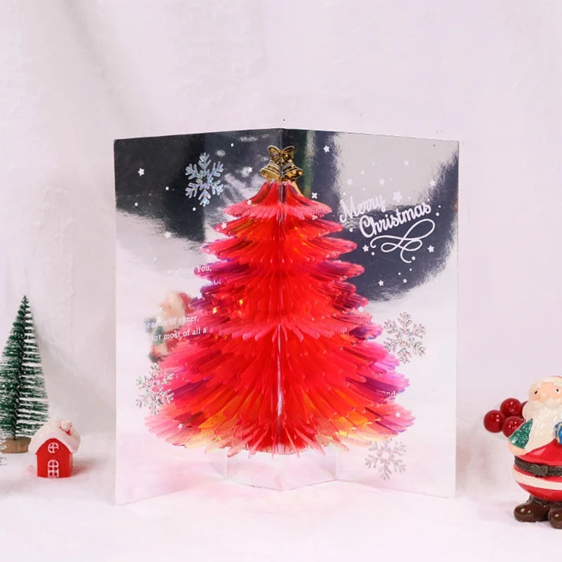3D  pop Up Christmas Greeting Cards Tree Handmade Card with Envelope