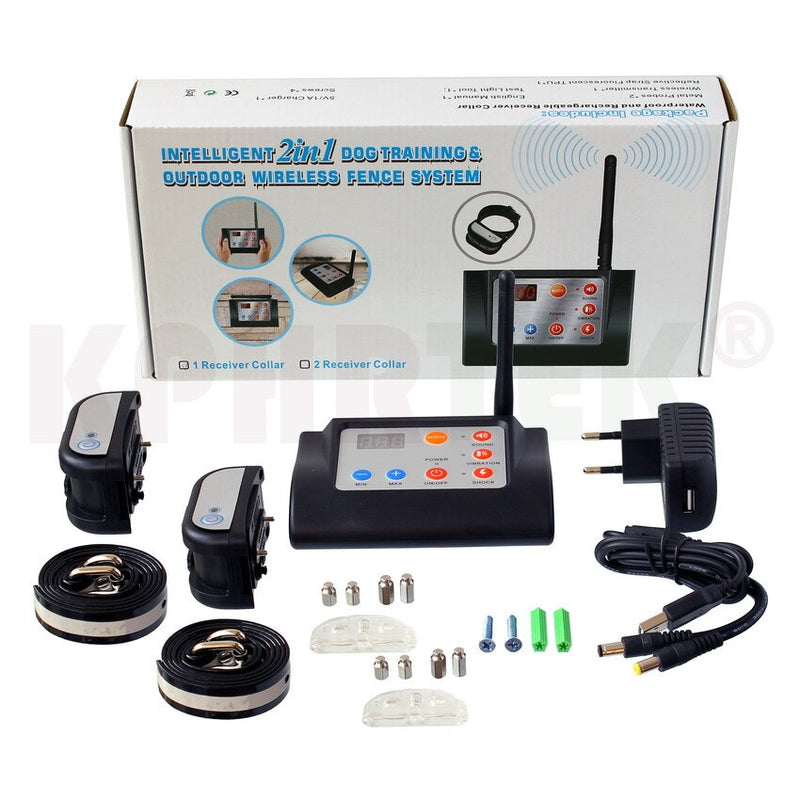 2 in 1 Wireless Electronic Dog Fence and Training Collar Set