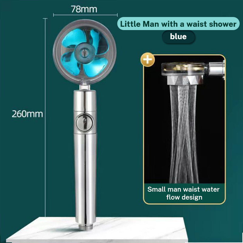 Dual Turbo Pressurized Propeller Fan Shower Head