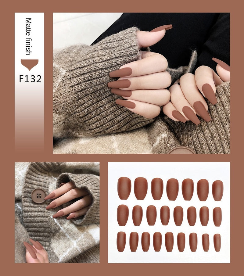 Stiletto Tips Clear Press-On Long False Nails with Glue
