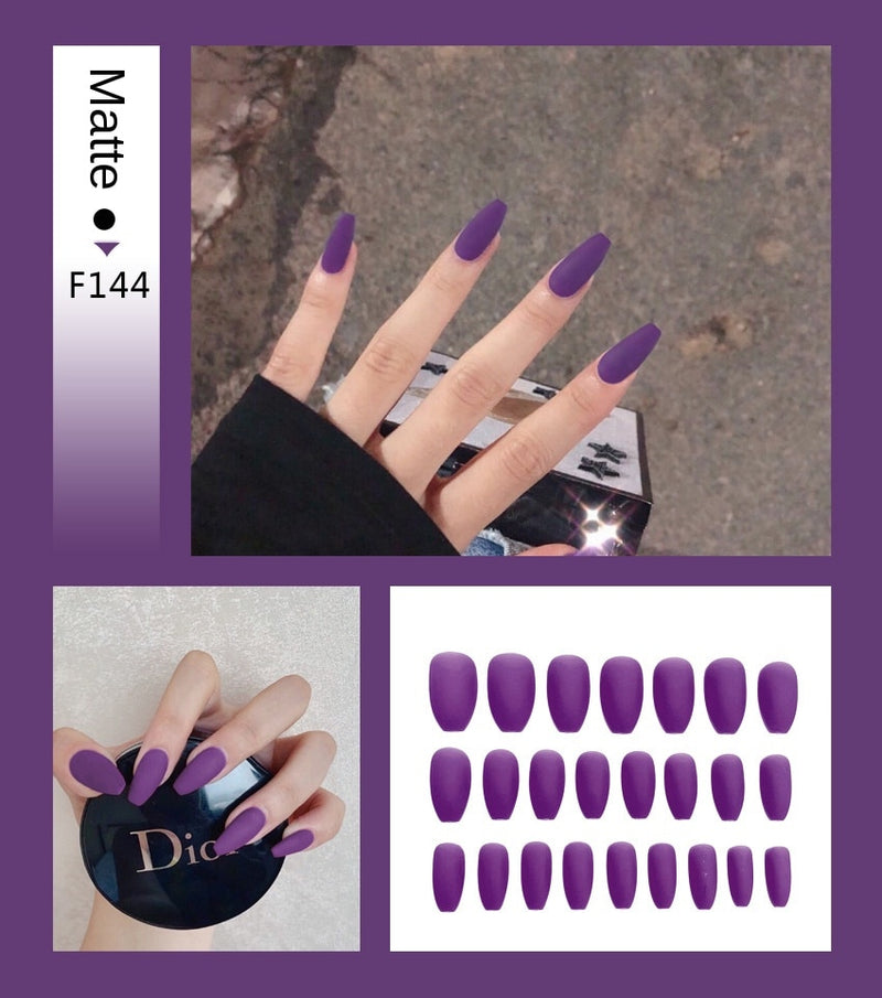 Stiletto Tips Clear Press-On Long False Nails with Glue