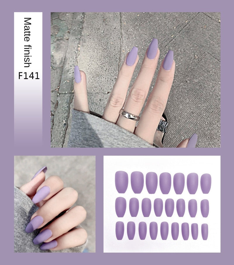 Stiletto Tips Clear Press-On Long False Nails with Glue