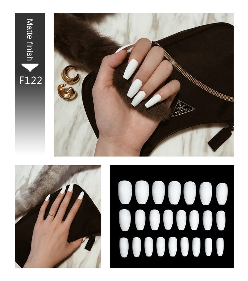 Stiletto Tips Clear Press-On Long False Nails with Glue