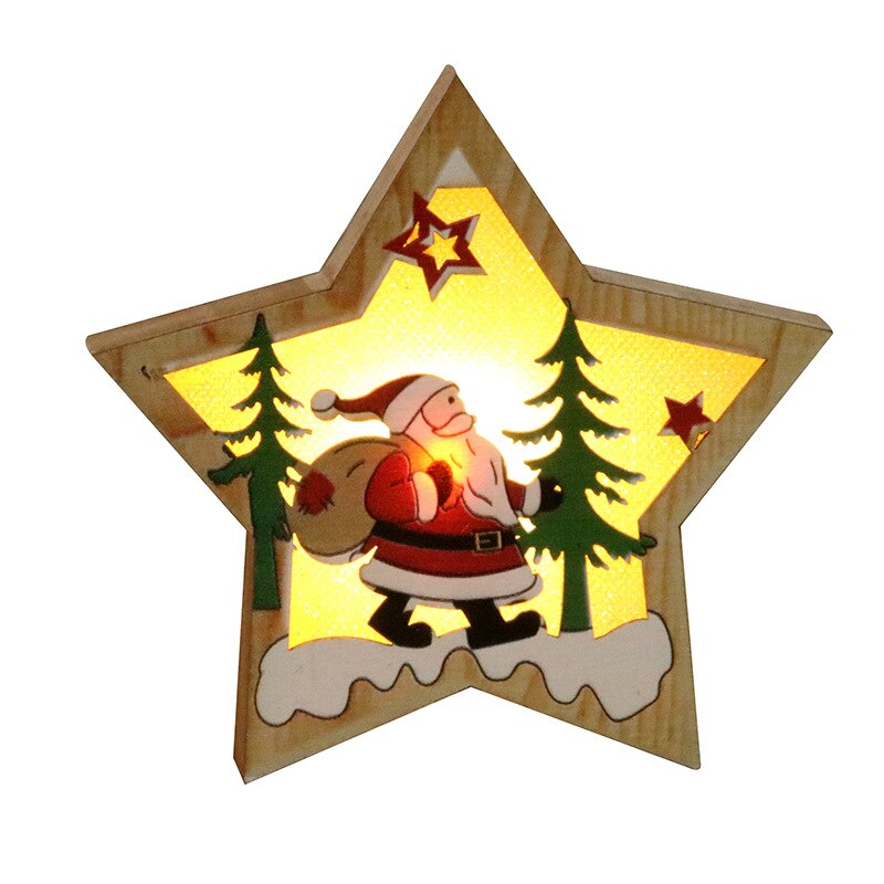 Christmas Decorations Wooden Luminous Pendants Christmas Tree Pendants
