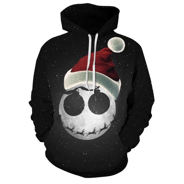 Men's Casual 3D Print Christmas Hat Hoodie