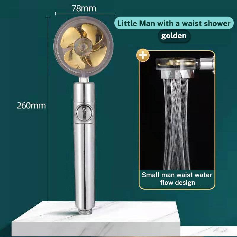 Dual Turbo Pressurized Propeller Fan Shower Head