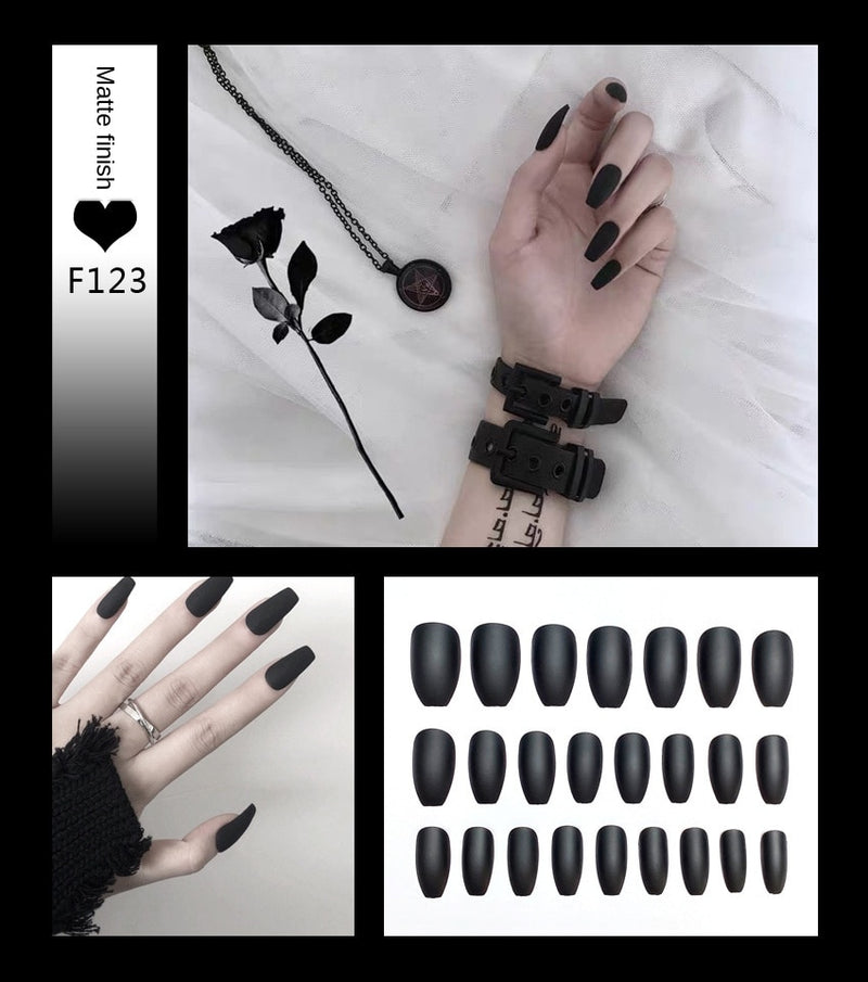 Stiletto Tips Clear Press-On Long False Nails with Glue