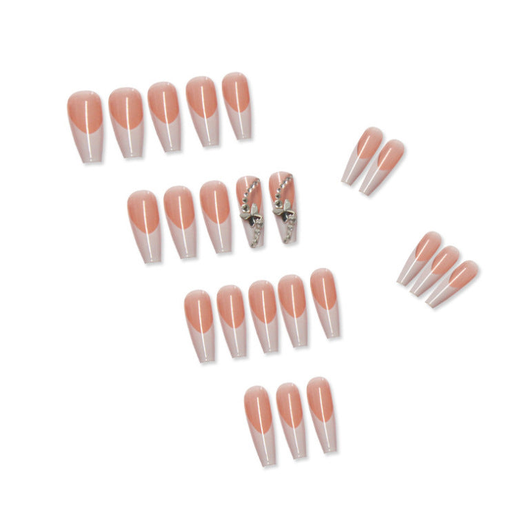 24 Pieces of Finished Fake Nails for Press-On French Ballet Manicure