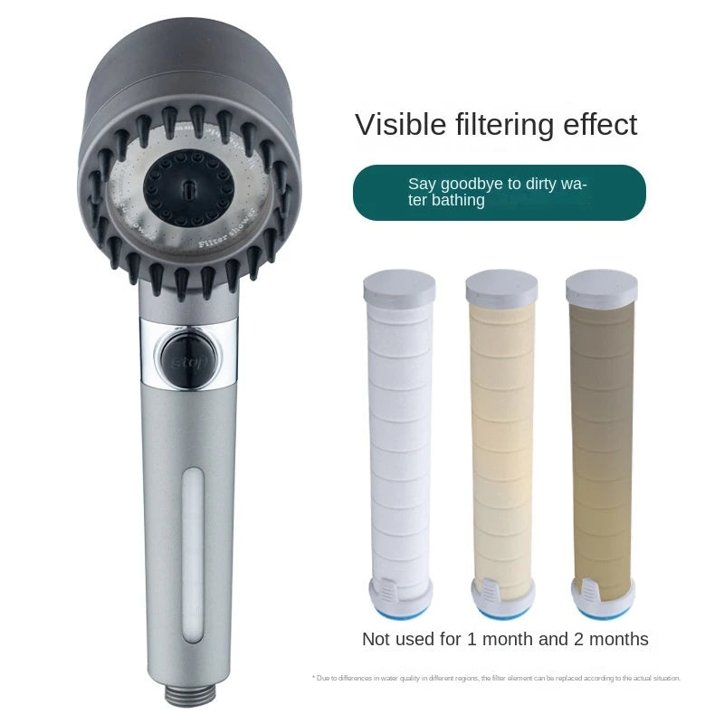 Supercharged Filter Spray Three-Speed Shower Nozzle - Handheld Faucet