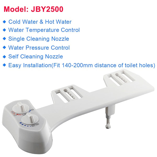 Self-Cleaning Non-Electric Bidet Seat with Fresh Water Spray & Muslim Shattaf Function