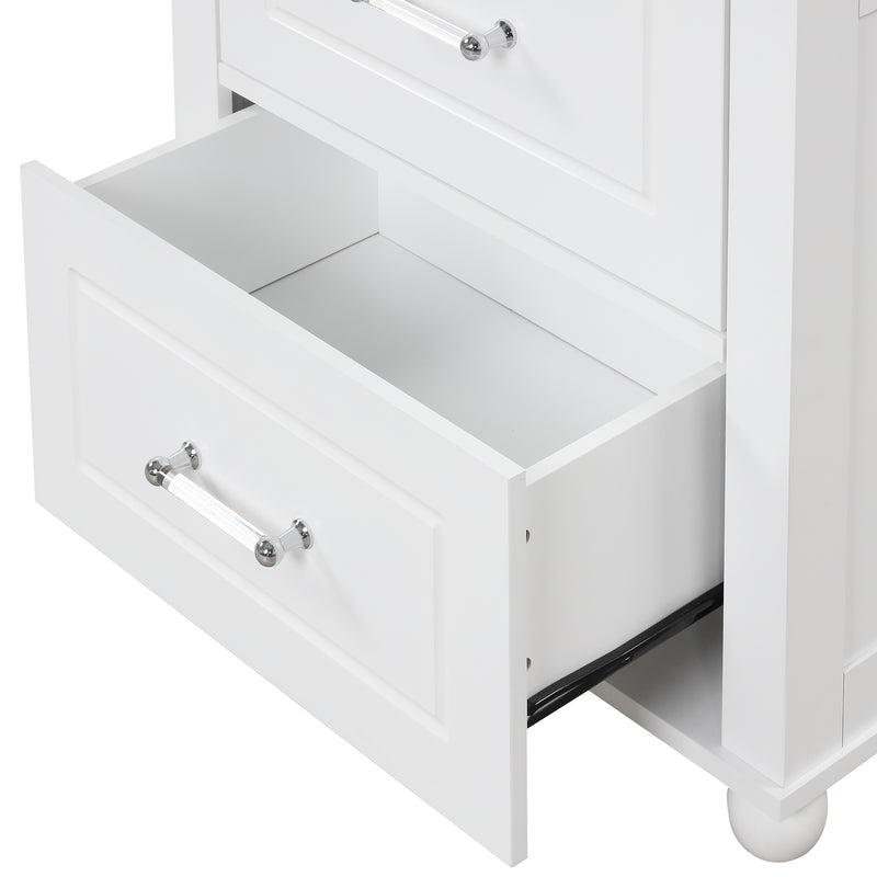 Tall Bathroom Storage Cabinet, Freestanding Storage Cabinet with Two Drawers and Adjustable Shelf, MDF Board  White