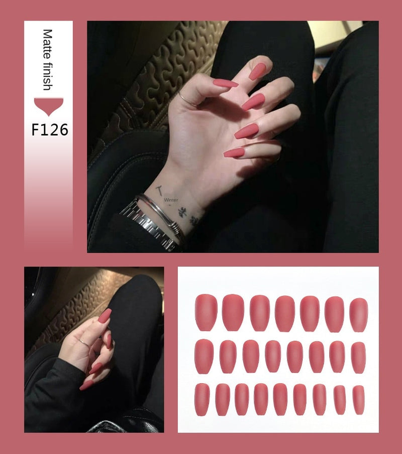 Stiletto Tips Clear Press-On Long False Nails with Glue