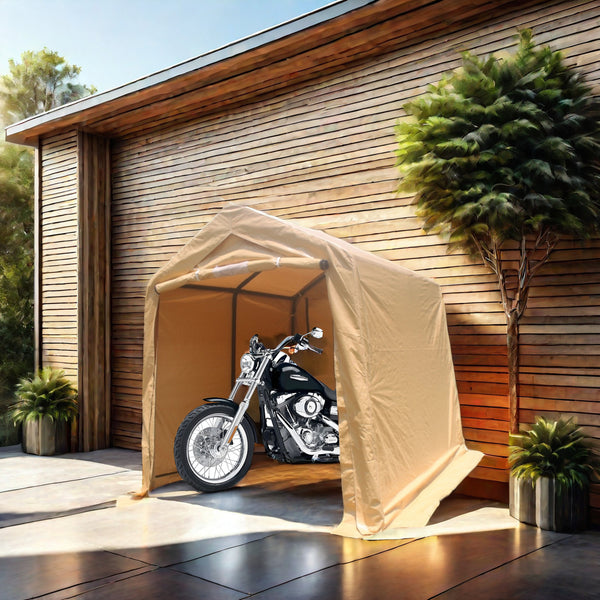 7x8 ft Outdoor Portable Gazebo Storage Shelter Shed with 2 Roll up Zipper Doors & Vents Carport