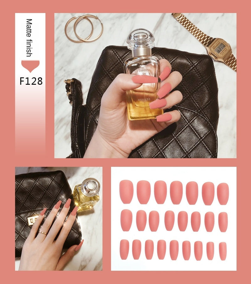 Stiletto Tips Clear Press-On Long False Nails with Glue
