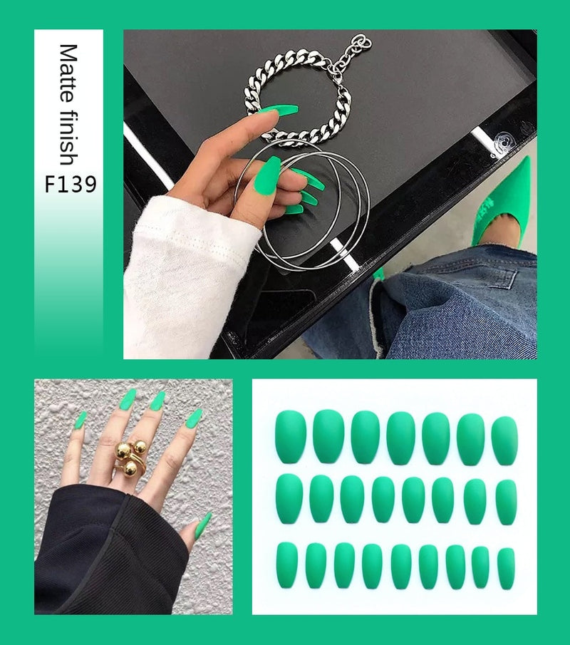 Stiletto Tips Clear Press-On Long False Nails with Glue