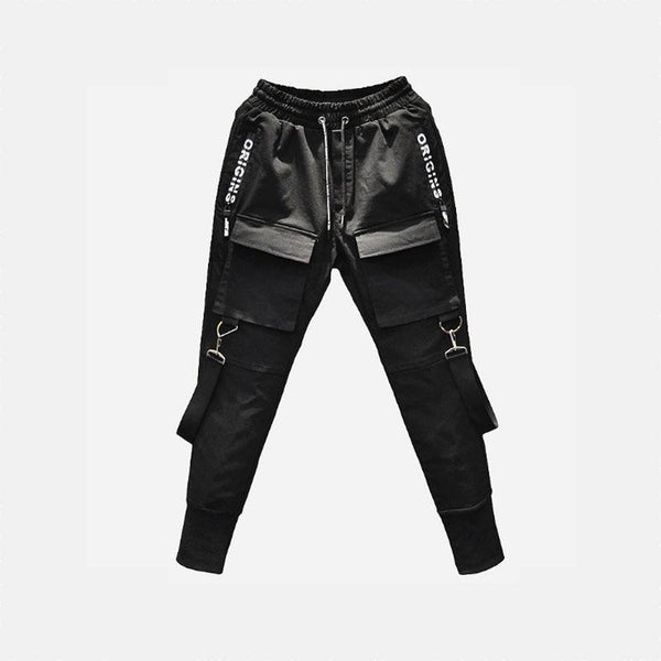 Side Pockets Chinos Men's Hip Hop Cargo Ripped Joggers Trousers