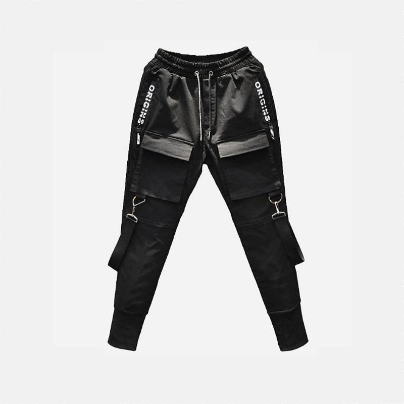 Side Pockets Chinos Men's Hip Hop Cargo Ripped Joggers Trousers