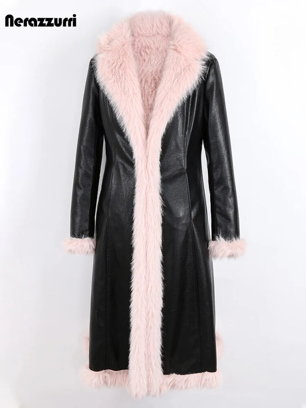 Nerazzurri Winter Long Leather Coat
