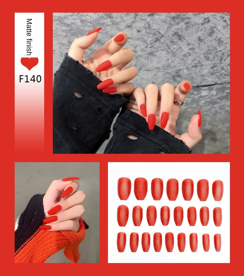 Stiletto Tips Clear Press-On Long False Nails with Glue