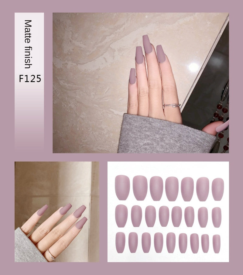 Stiletto Tips Clear Press-On Long False Nails with Glue