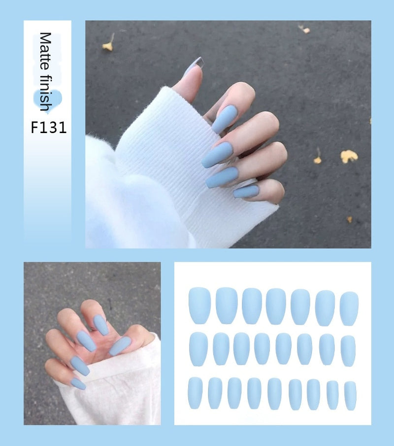 Stiletto Tips Clear Press-On Long False Nails with Glue