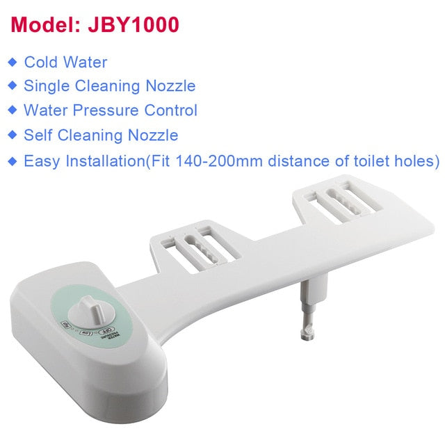 Self-Cleaning Non-Electric Bidet Seat with Fresh Water Spray & Muslim Shattaf Function