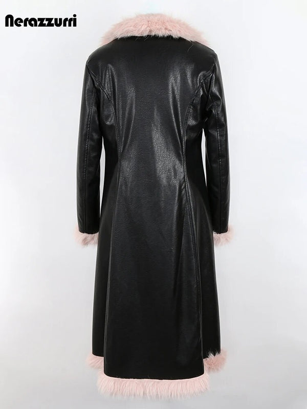 Nerazzurri Winter Long Leather Coat