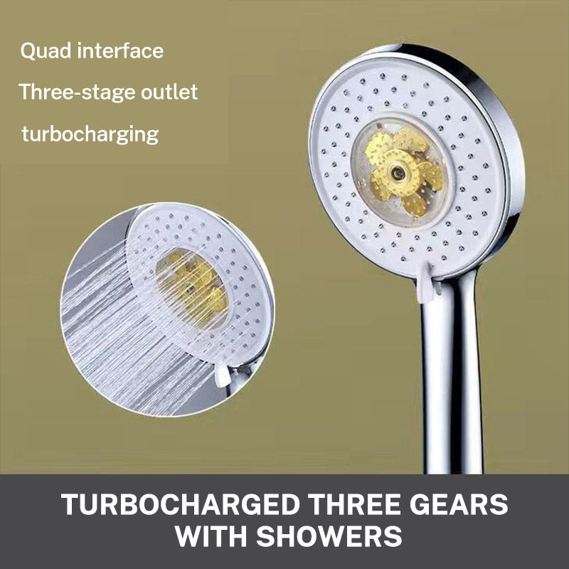 Dual Turbo Pressurized Propeller Fan Shower Head