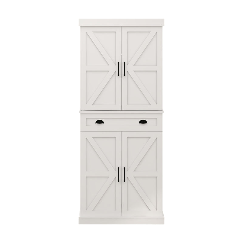 71" Kitchen Pantry Storage Cabinet with 4 Doors(2Doors with Racks)1 Drawer 2 Adjustable Shelves Freestanding Cupboard