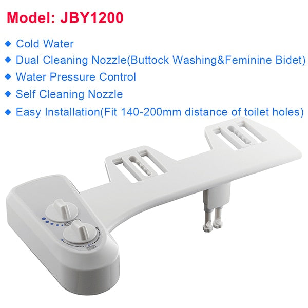 Self-Cleaning Non-Electric Bidet Seat with Fresh Water Spray & Muslim Shattaf Function