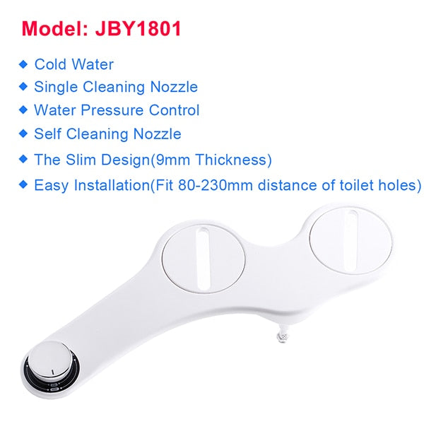 Self-Cleaning Non-Electric Bidet Seat with Fresh Water Spray & Muslim Shattaf Function