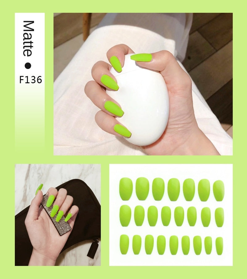 Stiletto Tips Clear Press-On Long False Nails with Glue