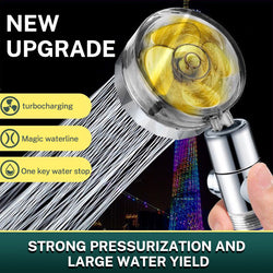 Dual Turbo Pressurized Propeller Fan Shower Head