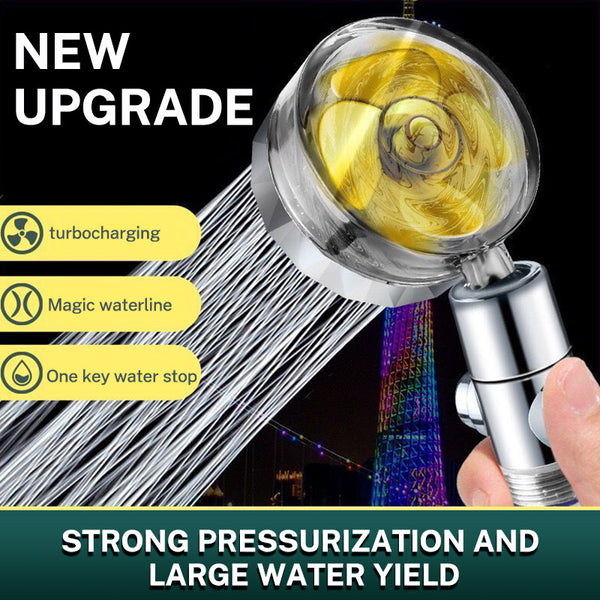 Dual Turbo Pressurized Propeller Fan Shower Head