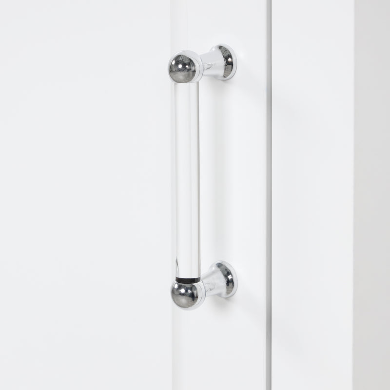 Tall Bathroom Storage Cabinet, Freestanding Storage Cabinet with Two Drawers and Adjustable Shelf, MDF Board  White