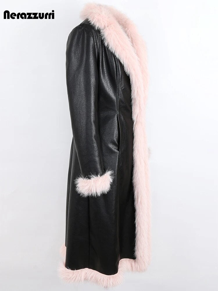 Nerazzurri Winter Long Leather Coat