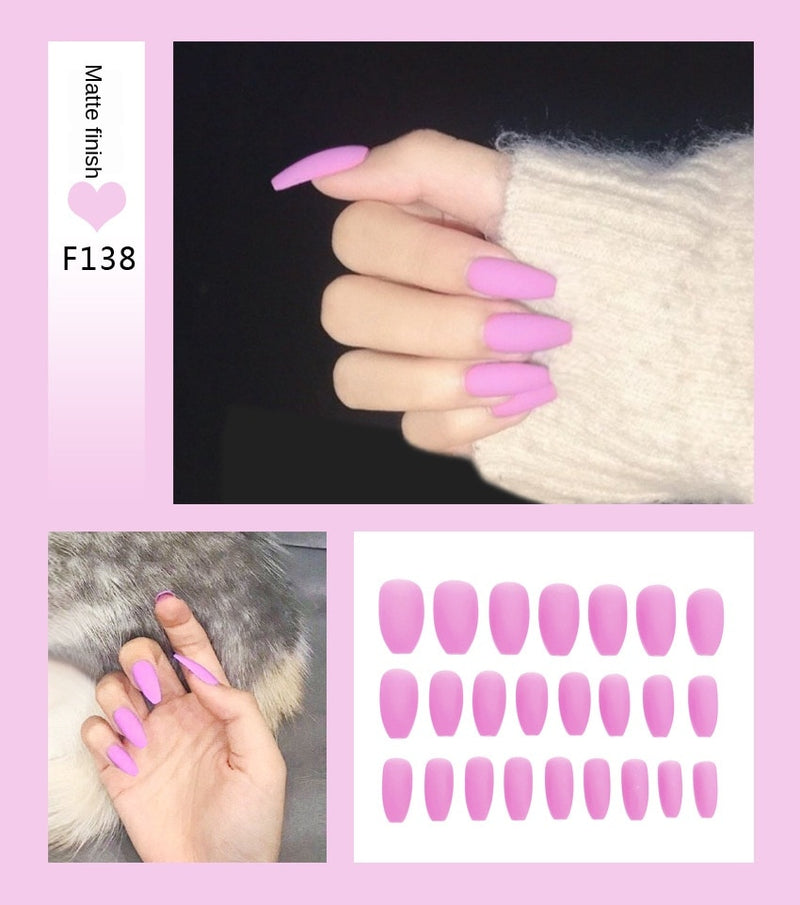 Stiletto Tips Clear Press-On Long False Nails with Glue